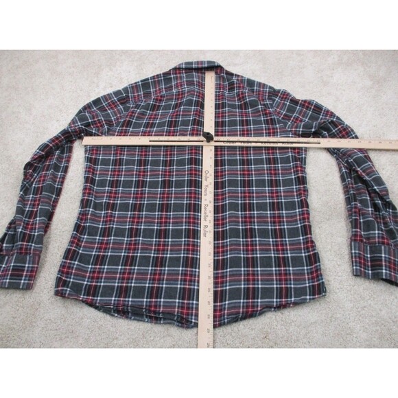 UNTUCKit Shirt Men Large Slim Fit Gray Red Holmberg Plaid Flannel Button Up * - Picture 8 of 11